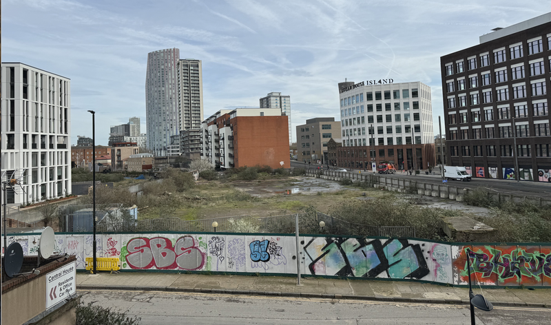 A picture of a brownfield site which has yet to be built on in Stratford, East London.