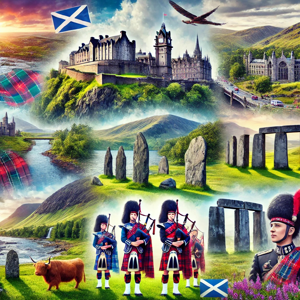 An illustration of Scottish tourist attractions