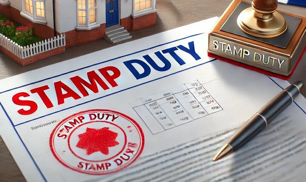 A visual image of stamp duty being paid on UK property