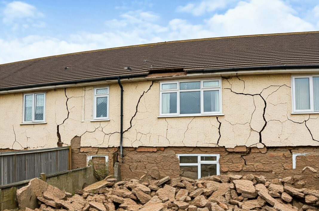 A property is suffering serve structural issues including subsidence.