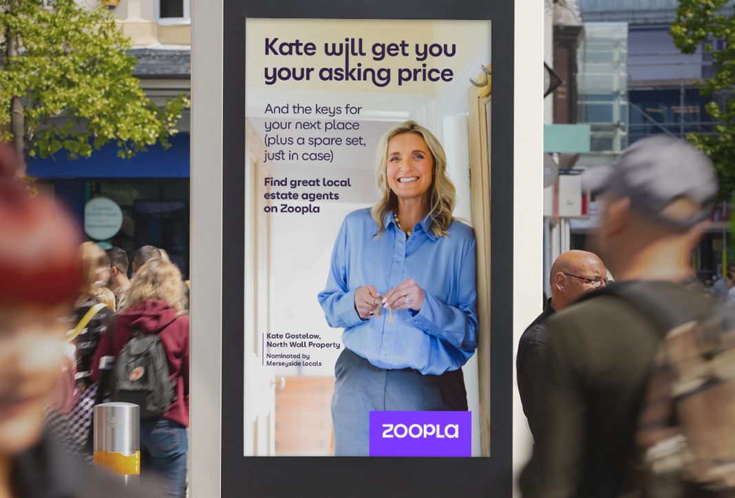 The Zoopla marketing campaign features Kate Gostelow, Sales Director at North Wall Property, Merseyside.