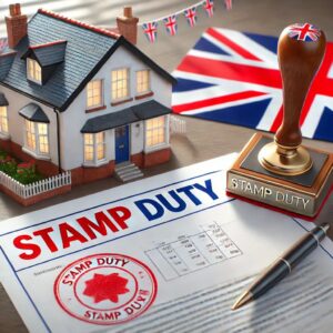 A visual image of stamp duty being paid on UK property