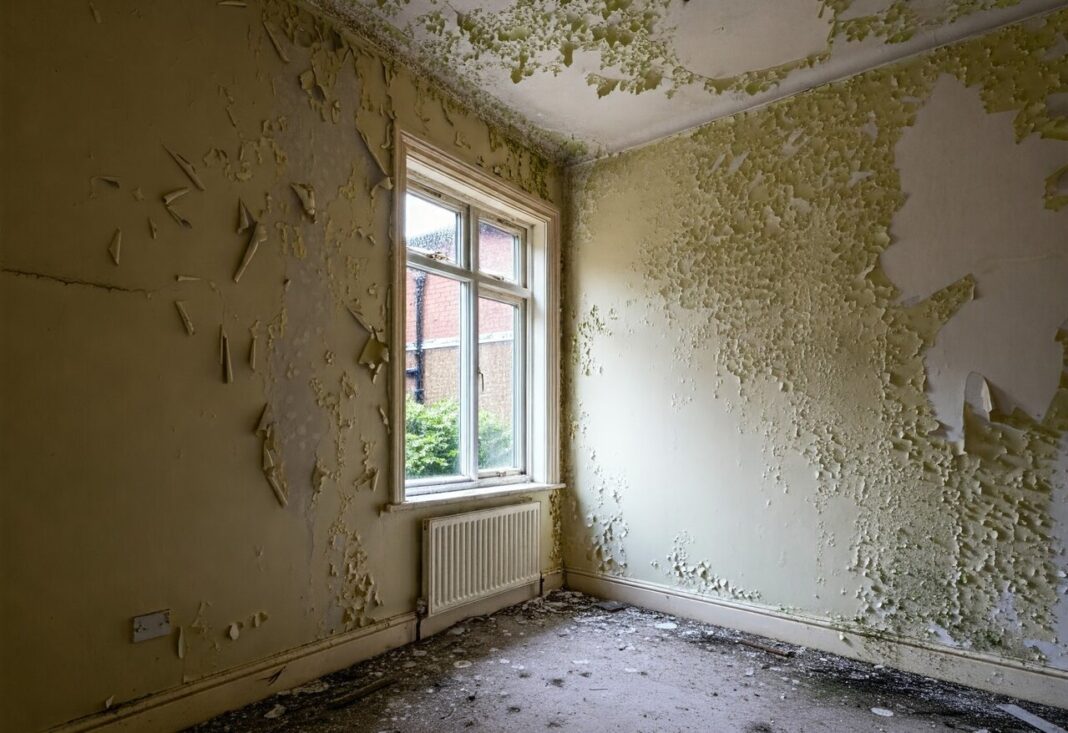 A room with damp and mould