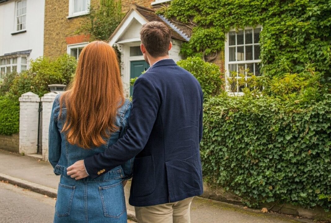 A young hetrosexual couple are looking at their potential first home