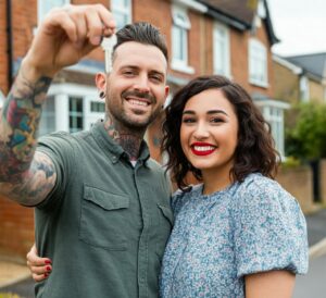 A young heterosexual couple are ready to move into their rented accommodation