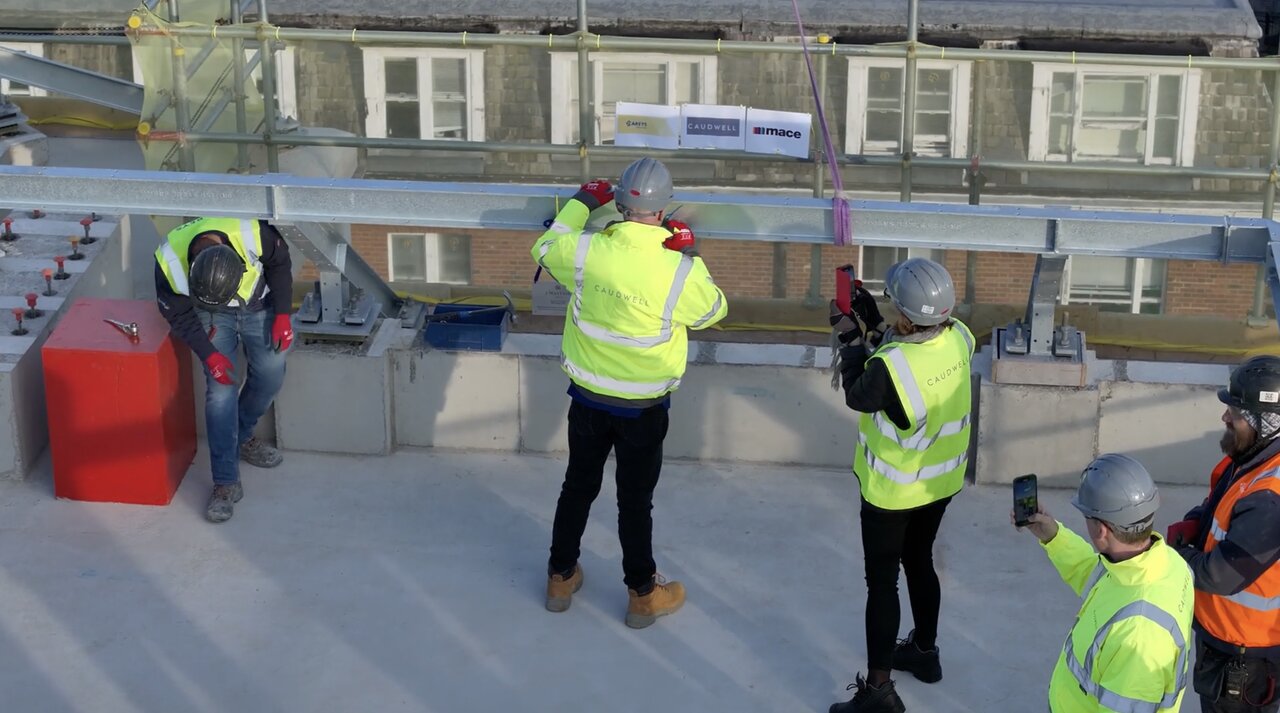 John Caudwell and members of the delivery team signed the rafter beam with their signatures, thereby leaving their permanent mark on the building.