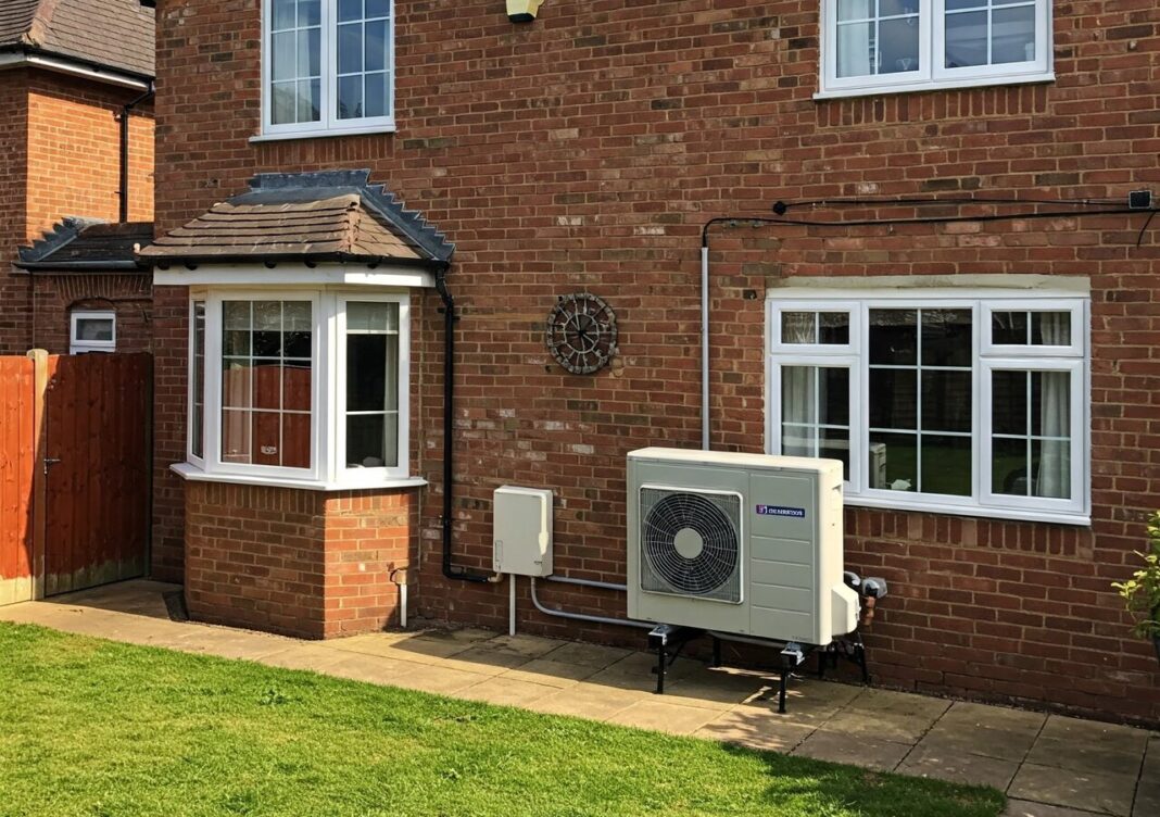 Heat pump on a house