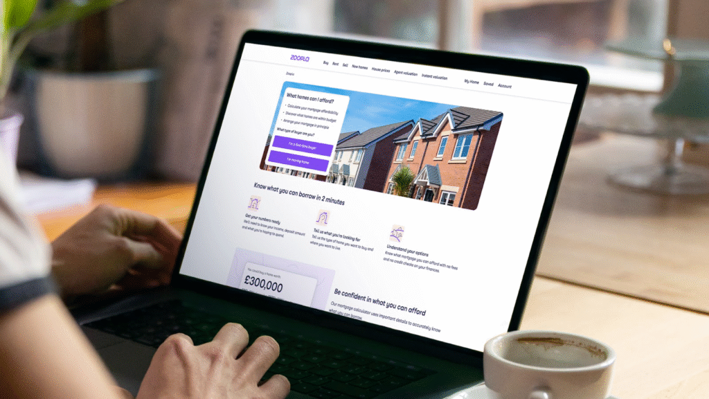 Consumer experience for Zoopla’s new home affordability tool
