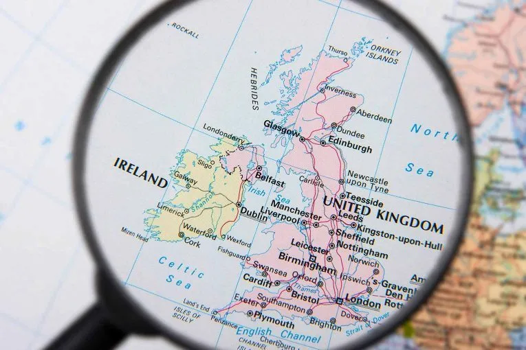 UK magnifying glass map