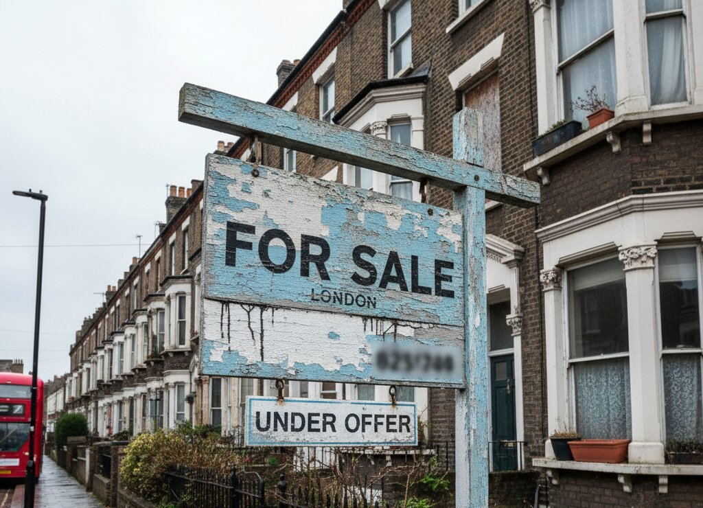 Weathered for sale sign