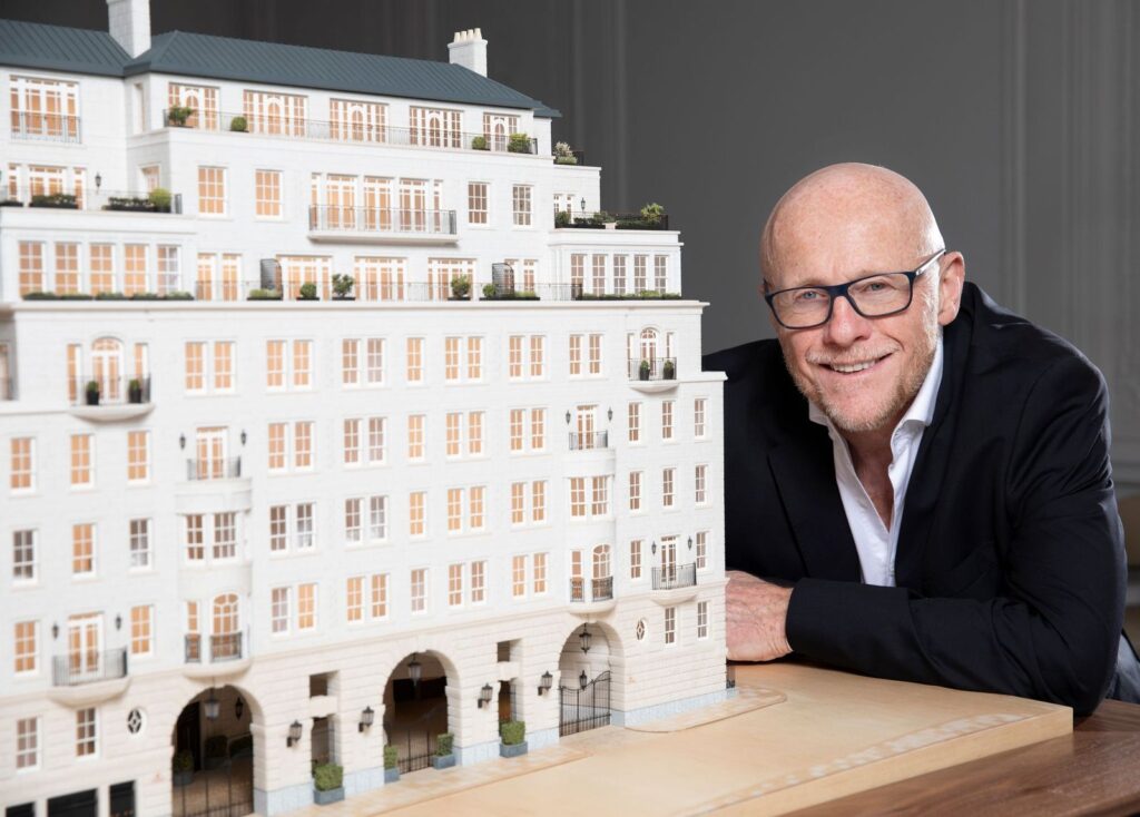 John Caudwell, Founder Caudwell with 1 Mayfair Architectural Model, Pic Credit Caudwell - David Woolfall