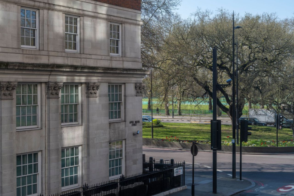 26 Upper Brook Street, view from drawing room on to Hyde Park