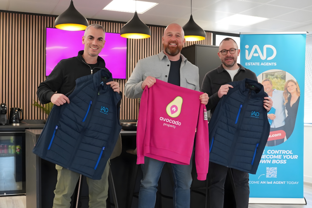 Avocado teams up with iad in European brokerage deal Ian Macbeth (left), Michael Robson (right), co founders of Avocado with Lee O'Brien (middle) of iad UK