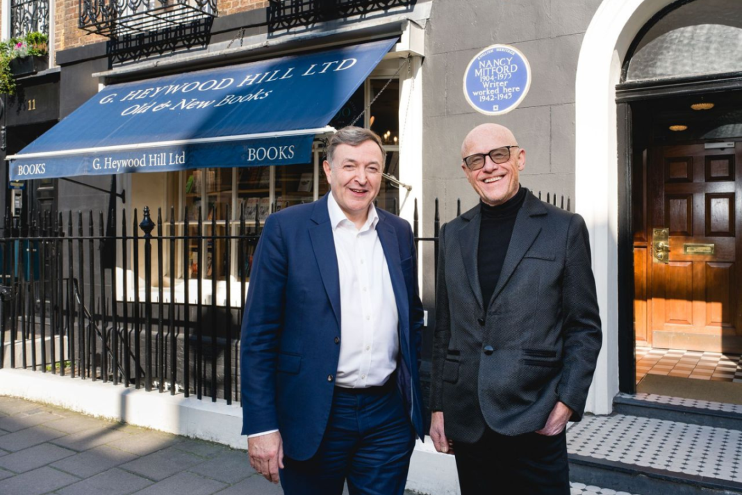 Caudwell taps Heywood Hill for 1 Mayfair library Nicky Dunne, Chairman, Heywood Hill, John Caudwell, Founder, Caudwell outside Heywood Hill bookshop