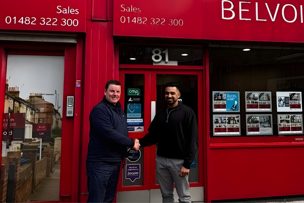 John Ounsworth shaking hands with Kuljeet Aujla - Belvoir