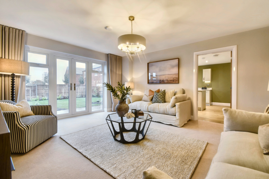 The living room of Lioncourt's showhome at Martley Fields