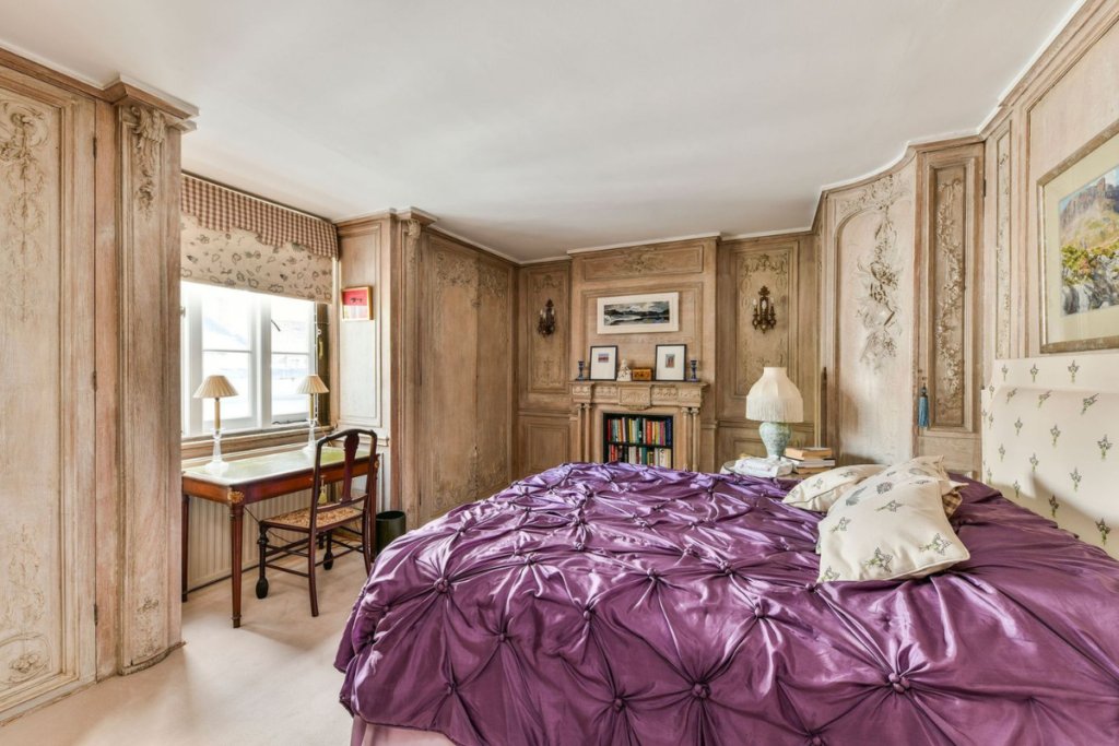 Ovington Square, townhouse guest bedroom suite with Boiserie panels