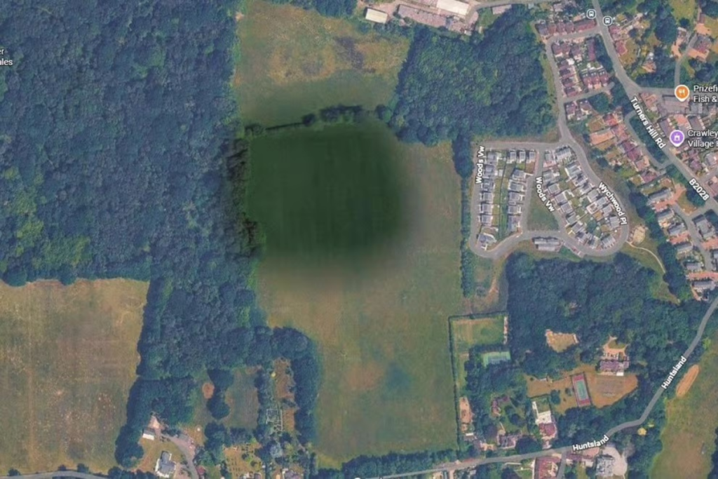 The rough location for the proposed 230 new homes on land west of Turners Hill Road in Crawley Down. Photo: Google Maps