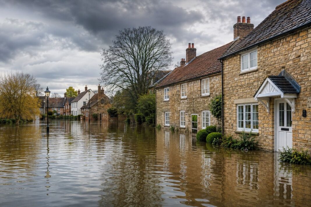 Norfolk homes most exposed to extreme weather risks Flooded village